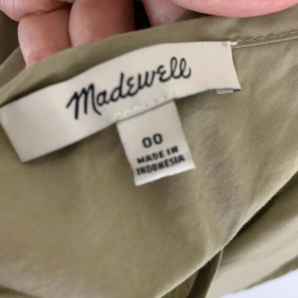 Madewell Women's Size 00 Cold Shoulder Dress Khaki Ruffles Style G7782 Tan - Picture 11 of 11